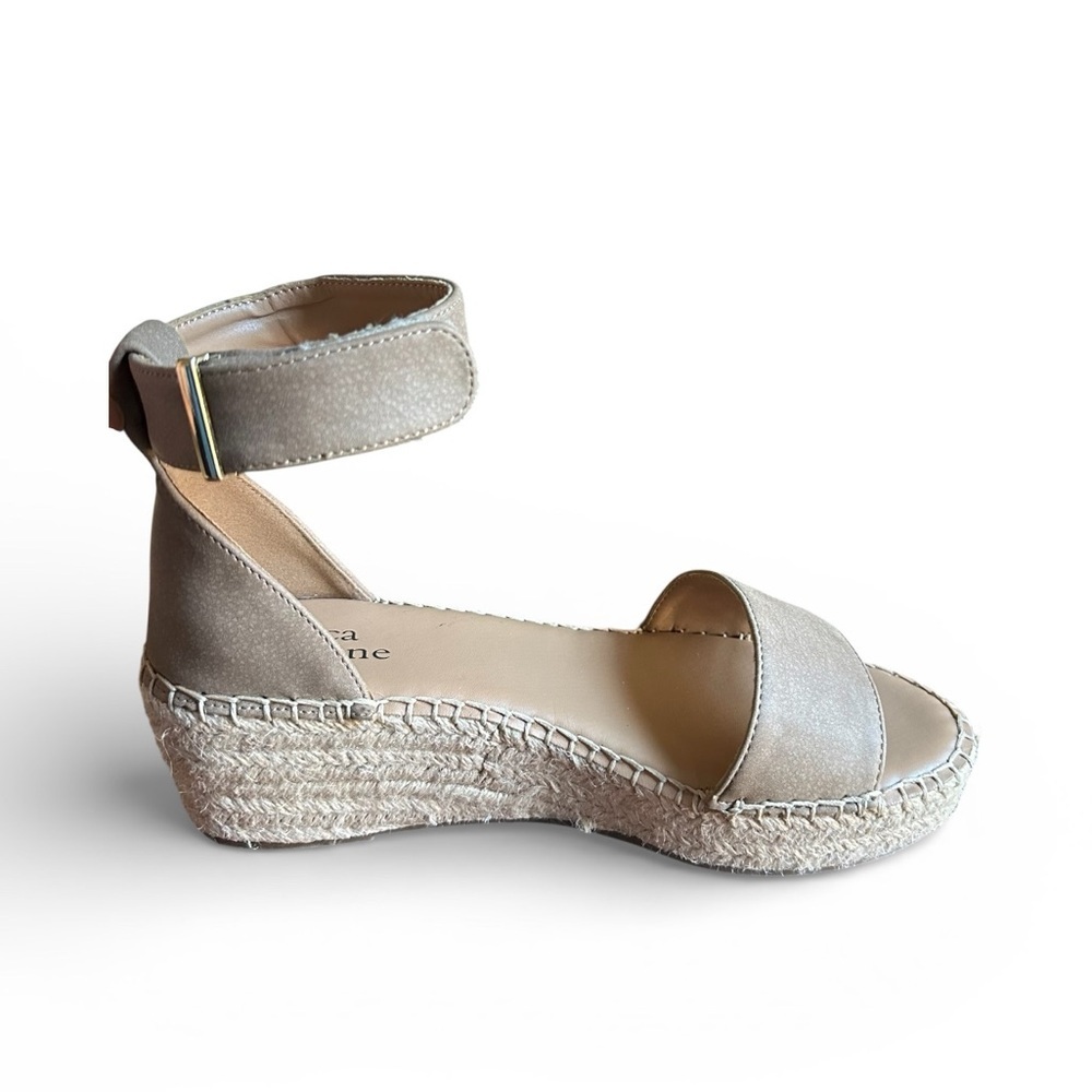 Jessica Claire Vegan Leather Ankle Strap Espadrille Wedge Sandals 7.5